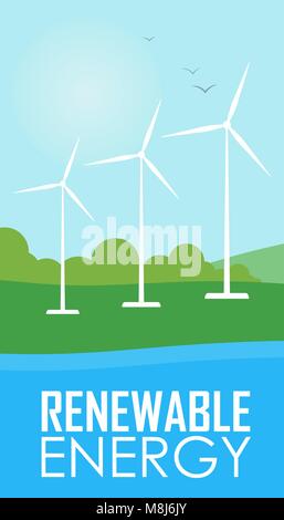 Renewable energy. Wind generator turbines Stock Vector
