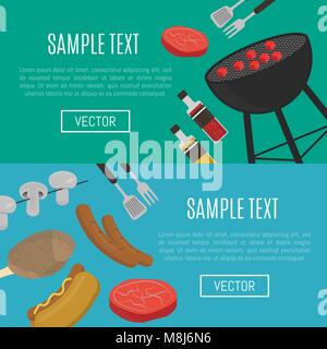 Barbecue grill horizontal website templates Stock Vector