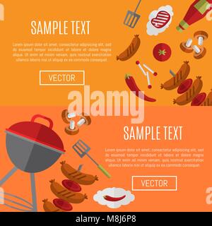 Barbecue grill horizontal website templates Stock Vector