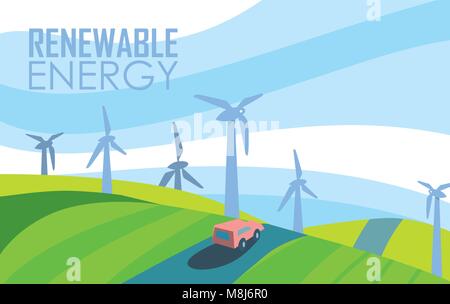 Renewable energy banner. Wind power generation Stock Vector Image & Art ...
