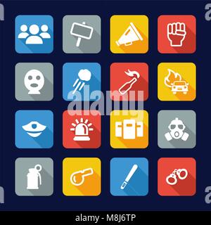 Demonstration Or Protest Icons Flat Design Stock Vector