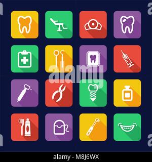 Dentist Icons Flat Design Stock Vector
