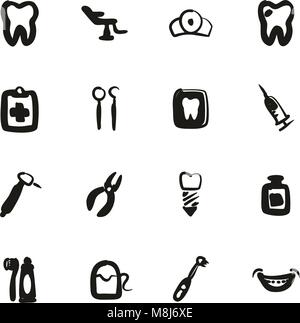 Dentist Icons Freehand Fill Stock Vector