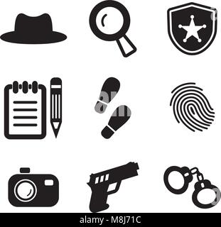 Detective Icons Stock Vector