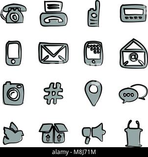 Different Ways Of Communication Icons Freehand 2 Color Stock Vector
