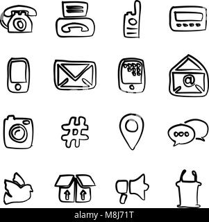 Different Ways Of Communication Icons Freehand Stock Vector