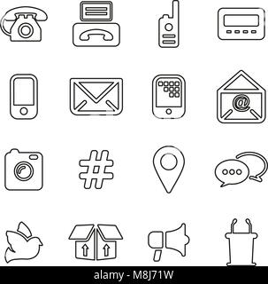 Different Ways Of Communication Icons Thin Line Vector Illustration Set Stock Vector