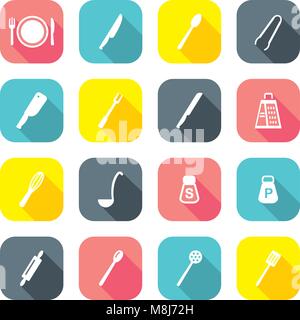 Dinner Set Icons Flat Design Stock Vector