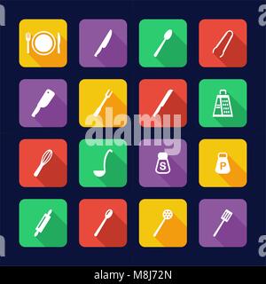Dinner Set Icons Flat Design Stock Vector