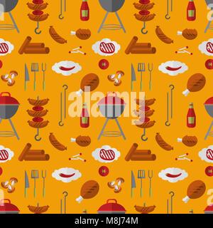 Barbecue And Grilled Meat Seamless Patterns Template Download on