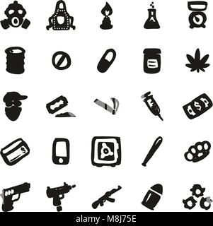 Drug Dealer Or Drug Cartel Icons Black & White Set Big Stock Vector ...