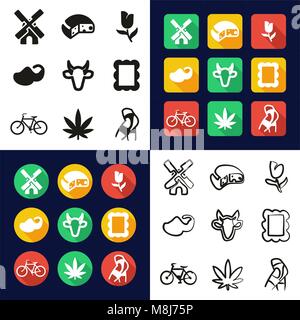 Easter All in One Icons Black & White Color Flat Design Freehand Set Stock Vector