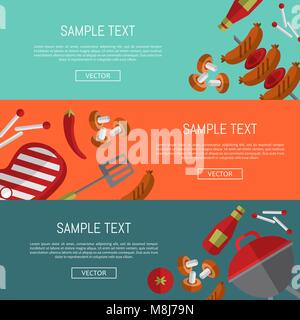 Barbecue grill horizontal website templates Stock Vector