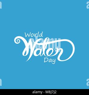 Blue World Water Day Typographical Design Elements.World Water Day icon.Minimalistic design for World Water Day concept.Vector illustration Stock Vector