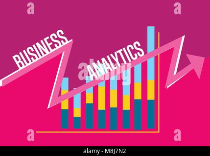 Business analytics banner with graphic report Stock Vector