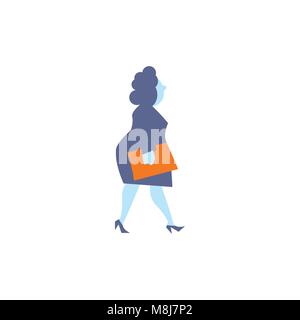 Businesswoman with orange folder walking Stock Vector