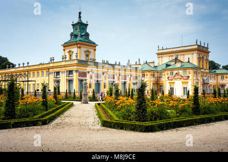 WARSAW, POLAND - JULY 26, 2014:  Wilanow Royal Palace gardens. 17th century, built for the Polish King John III Sobieski Stock Photo