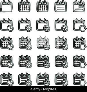 Calendar Icons Freehand 2 Color Stock Vector