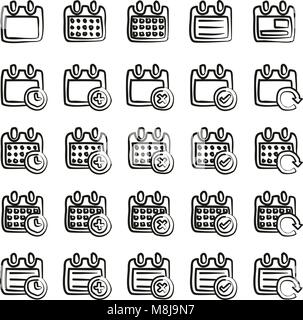 Calendar Icons Freehand Stock Vector