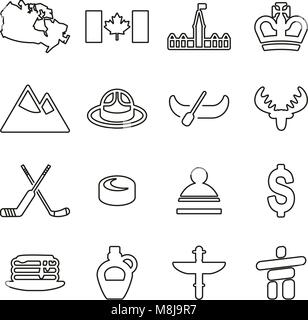 Canada Country & Culture Icons Thin Line Vector Illustration Set Stock Vector