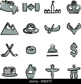 Canada Icons Freehand 2 Color Stock Vector