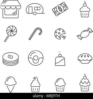 Candy Shop & Candy or Sweets Icons Thin Line Vector Illustration Set Stock Vector