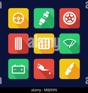 Car Icons Flat Design Stock Vector