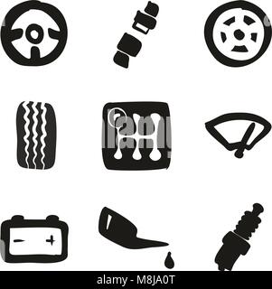 Car Mechanic Icons Freehand Fill Stock Vector