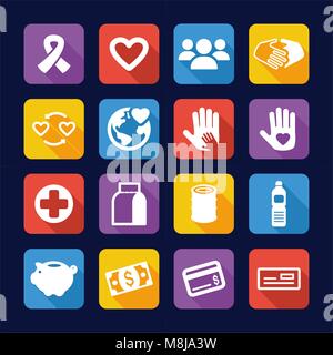 Charity Icons Flat Design Stock Vector