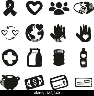 Charity Icons Freehand Fill Stock Vector