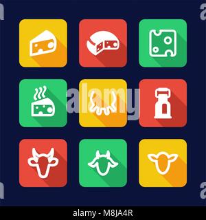 Cheese Icons Flat Design Stock Vector