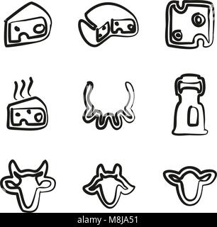 Cheese Icons Freehand Stock Vector