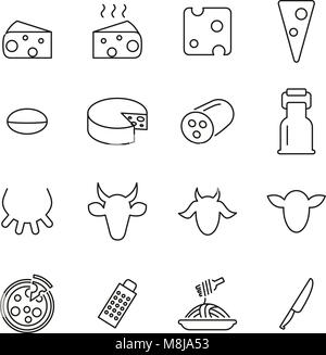Cheese Type Icons Thin Line Vector Illustration Set Stock Vector