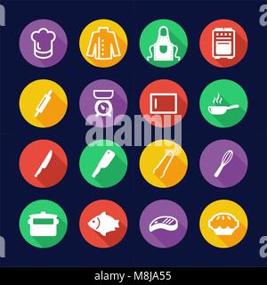 Chef Icons Flat Design Circle Stock Vector
