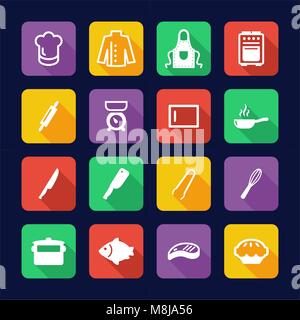 Chef Icons Flat Design Stock Vector