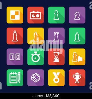 Chess Icons Flat Design Stock Vector