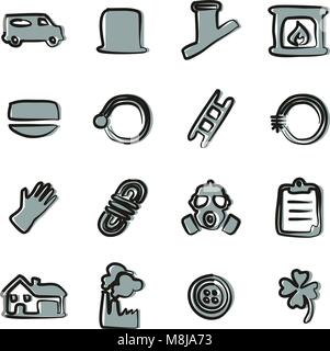 Chimney Sweeper Icons Freehand 2 Color Stock Vector