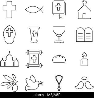 Christianity Religion & Religious Items Icons Thin Line Vector Illustration Set Stock Vector