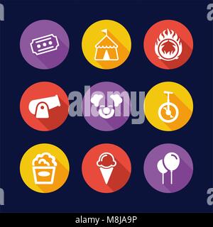 Circus Icons Flat Design Circle Stock Vector