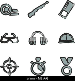 Clay Shooting Icons Freehand 2 Color Stock Vector