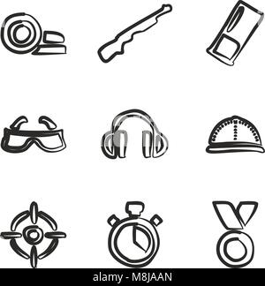 Clay Shooting Icons Freehand Stock Vector