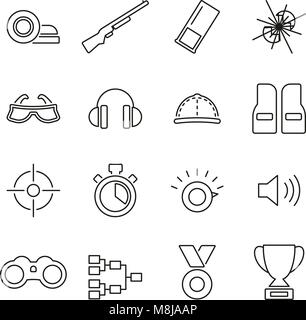 Clay Shooting or Skeet Shooting Icons Thin Line Vector Illustration Set Stock Vector