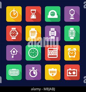Clock Icons Set 2 Flat Design Stock Vector