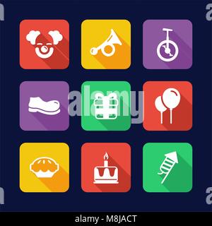 Clown Icons Flat Design Stock Vector
