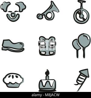 Clown Icons Freehand 2 Color Stock Vector