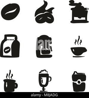 Coffee Icons Freehand Fill Stock Vector