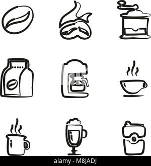 Coffee Icons Freehand Stock Vector