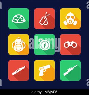 Commandos Icons Flat Design Stock Vector