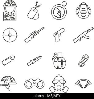 Commandos or Special Forces Army Unit Icons Thin Line Vector Illustration Set Stock Vector