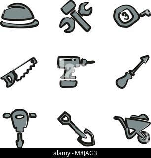 Construction Icons Freehand 2 Color Stock Vector